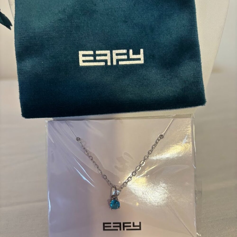 Effy Beige Color Stretch Bracelet and Blue Color Necklace on Silver Chain (18") - Picture 3 of 11